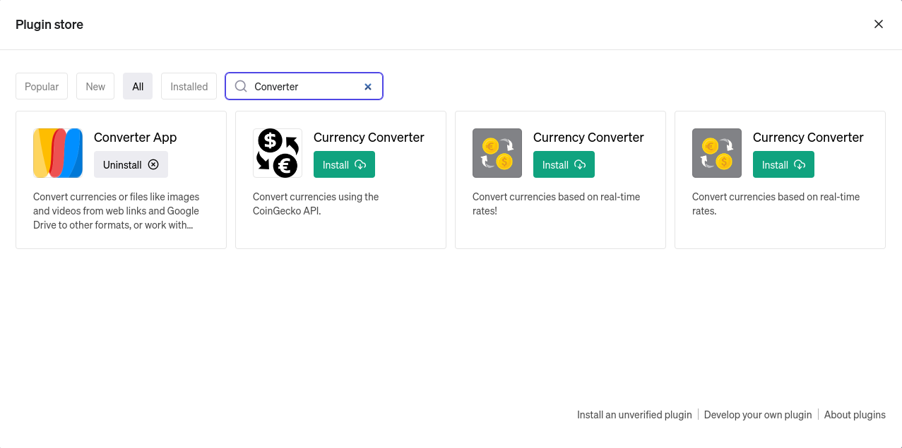 Converter App ChatGPT Plugin Installation