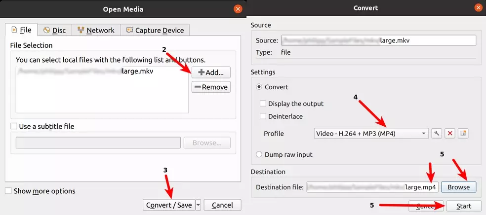 MKV to MP4 with VLC

